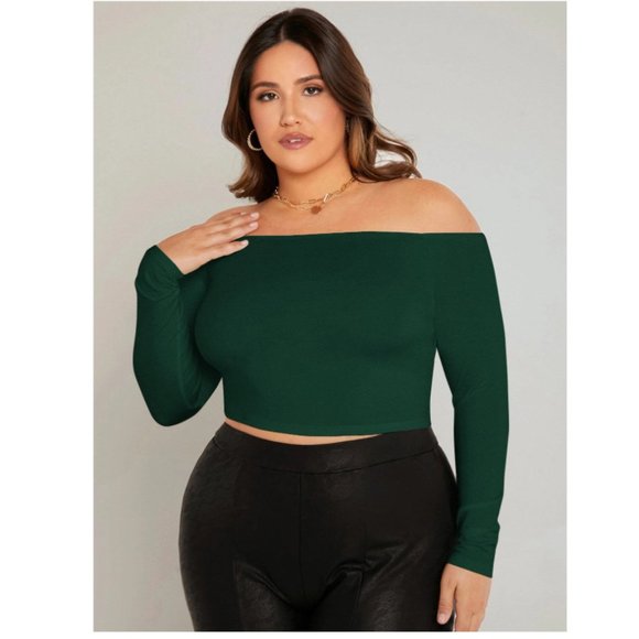SHEIN Essnce Plus Off Shoulder Solid Tee - Picture 4 of 5